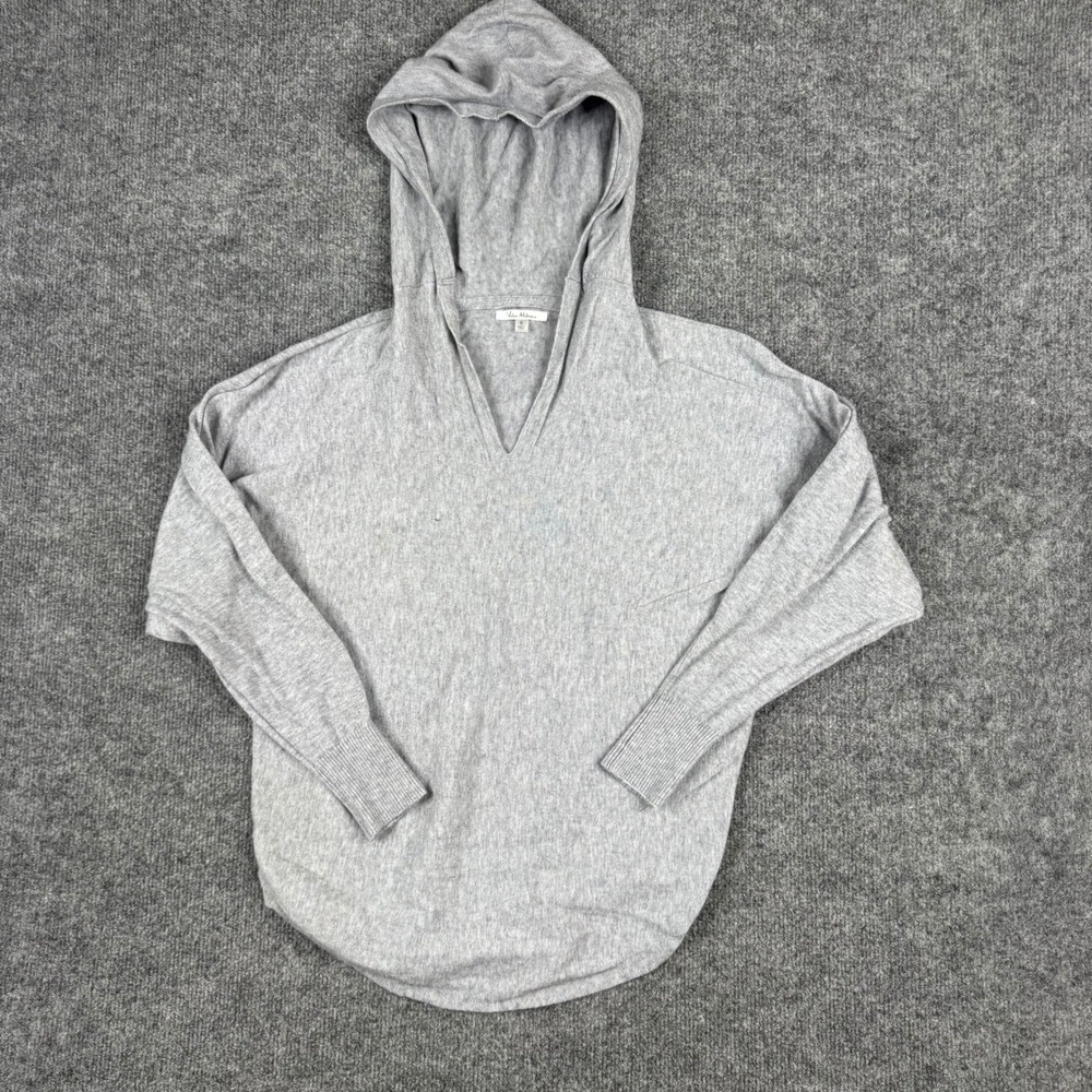 Vila Milano Sweater Womens Size S Gray Viscose Blend Hooded V-Neck Dolman Sleeve